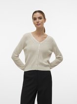 Vero Moda Vmnewlex Shine Ls Short V-neck Card.Rep Birch BEIGE M