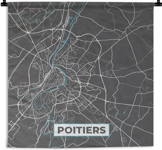 Wandkleed Wanddoek Frankrijk Plattegrond Poitiers Kaart wandkleed-wanddoek-frankrijk-plattegrond-poitiers-kaart