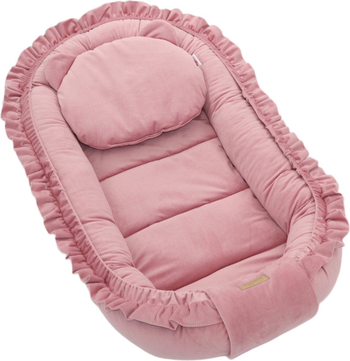 Bol.com Babynestje - GLAMOUR - Babynest SET met kussen - VELVET - Roze aanbieding