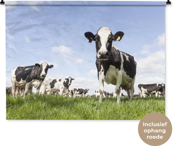 Tapisserie murale - Vaches - Herbe - Animaux - Soleil - Ferme - 150x112 cm - Tapisserie