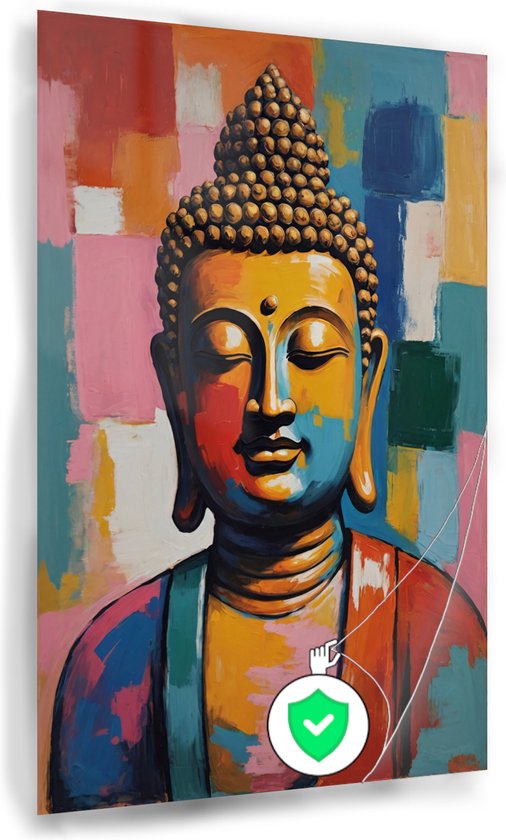 Boeddha kleurrijk poster - Boeddha poster - Wanddecoratie religie - Posters vintage - Slaapkamer posters - Schilderijen & posters - 80 x 120 cm