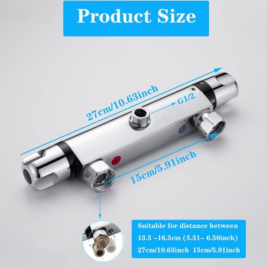 Douchearmatuur met thermostaat, opbouw, douchethermostaat, mengkraan