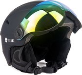 Skihelm Vizorz zwart- Incl hoes, vizier oranje en vizier grijs/goud - Maat M