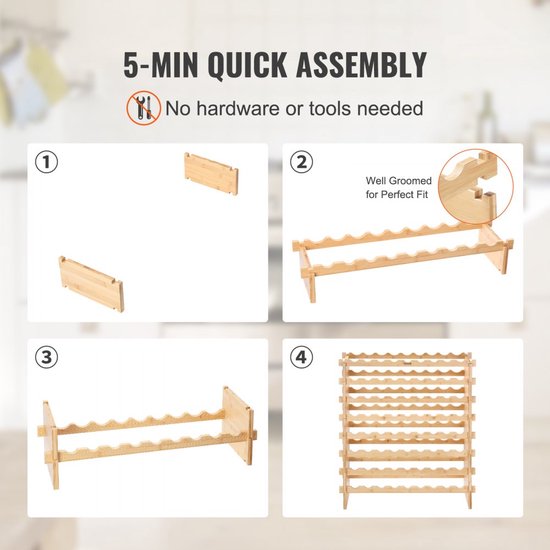 NutriChef Wijnrek- Bamboe Stapelbaar Flessenrek-12-Lagen- 108 Flessen Capaciteit-Vrijstaand Wijnrek voor Vloer-Modulaire Opslag Display Plank voor Keuken en Wijnkelder - 85,1 cm x 25,4 cm x 159,5 cm NutriChef Wijnrek- Bamboe Stapelbaar Flessenrek-12-Lagen- 108 Flessen Capaciteit-Vrijstaand Wijnrek voor Vloer-Modulaire Opslag Display Plank voor Keuken en Wijnkelder - 85,1 cm x 25,4 cm x 159,5 cm