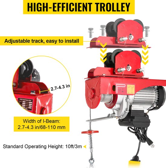 Takel - Lier - Winch - Kabeltakel - Elektrische - 1000kg - met Loopkat ...