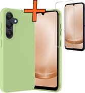 Hoesje Geschikt voor Samsung A25 Hoesje Siliconen Cover Case Met Screenprotector - Hoes Geschikt voor Samsung Galaxy A25 Hoes Back Case - Groen.