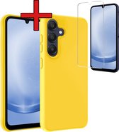 Hoesje Geschikt voor Samsung A25 Hoesje Siliconen Case Hoes Met Screenprotector - Hoes Geschikt voor Samsung Galaxy A25 Hoes Cover Case - Geel