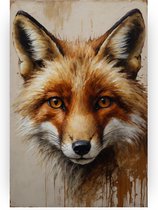 Portret vos poster - Dieren poster - Wanddecoratie vos - Muurdecoratie landelijk - Slaapkamer poster - Decoratie slaapkamer - 40 x 60 cm