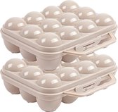 Plasticforte Boîte à œufs - 2x - porte-œufs organisateur de koelkast - 12 œufs - taupe - plastique - 20 x 18,5 cm