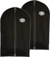 Reis kledinghoes met rits - 2x - zwart - kunststof - 100 x 60 cm - kleding netjes houden - beschermhoes