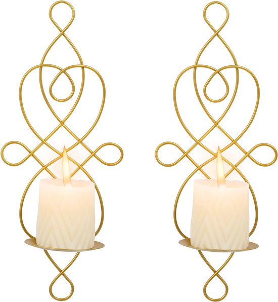 Paire De Bougeoirs Muraux En Bois Vintage Cabilock - Décoration Romantique Pour Chambre