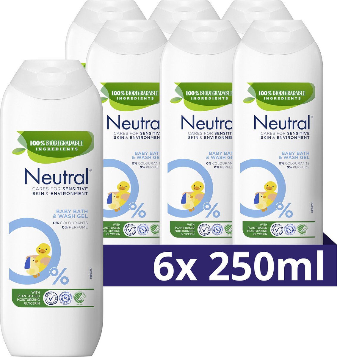 Goedkoopste Neutral Baby Bad & Wasgel - 0 - bevat 0 parfum, 0 kleurstoffen en 100 biologisch afbreekbare ingrediënten - 6 x 250 ml