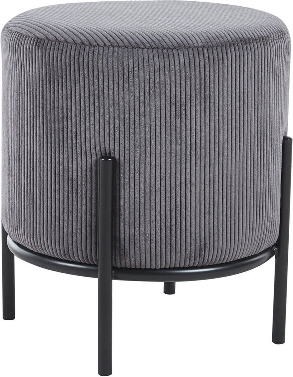 Poef Mia Antraciet - Stof - Breedte 35 cm - Diepte 35 cm - Hoogte 38 cm
