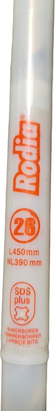 Verpakking van een hamerboor met "Rodia" logo, "26" en "SDS plus".