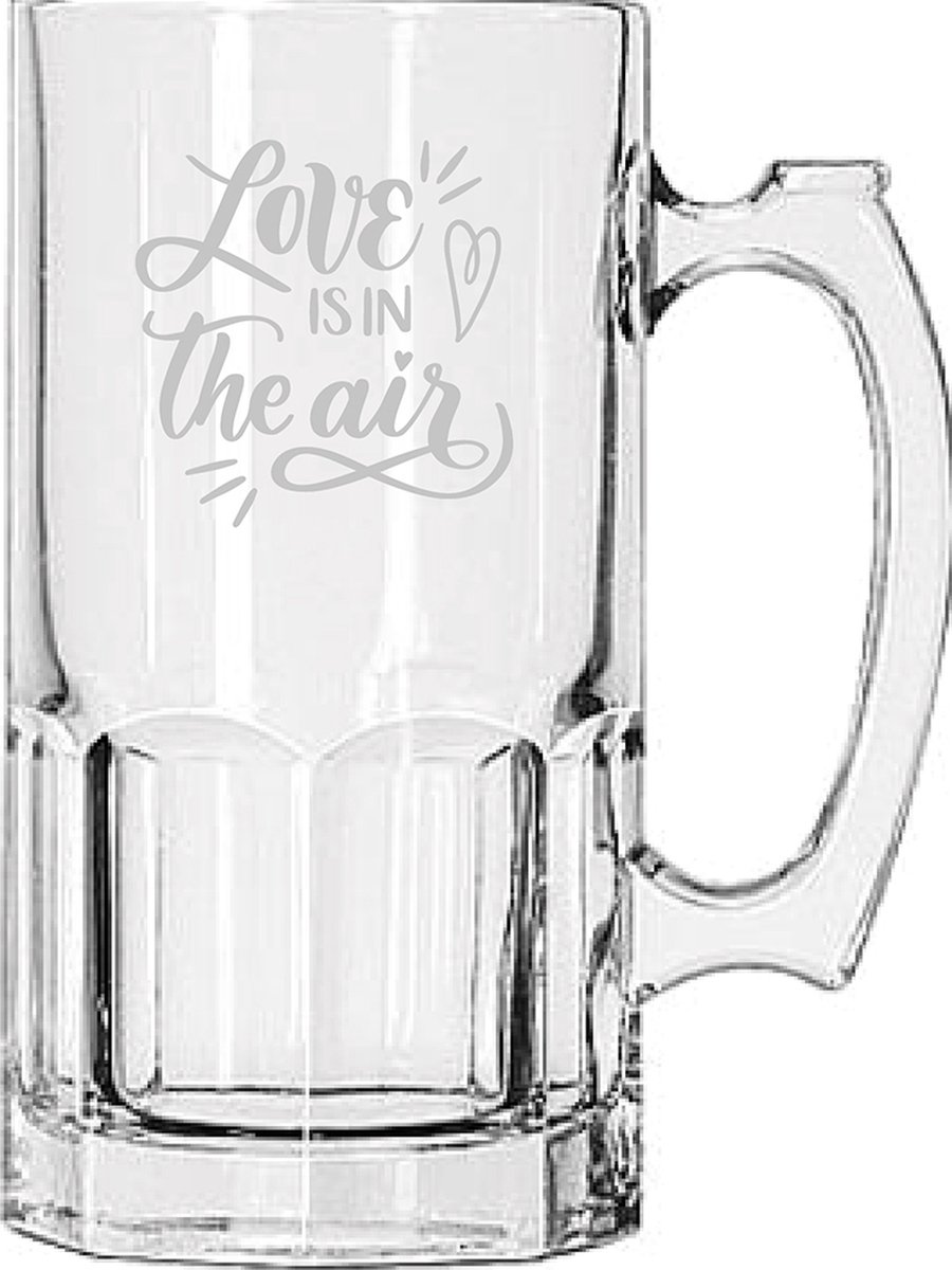 Gegraveerde Bierpul 1ltr Love is in the air - valentijnsdag - valentijn