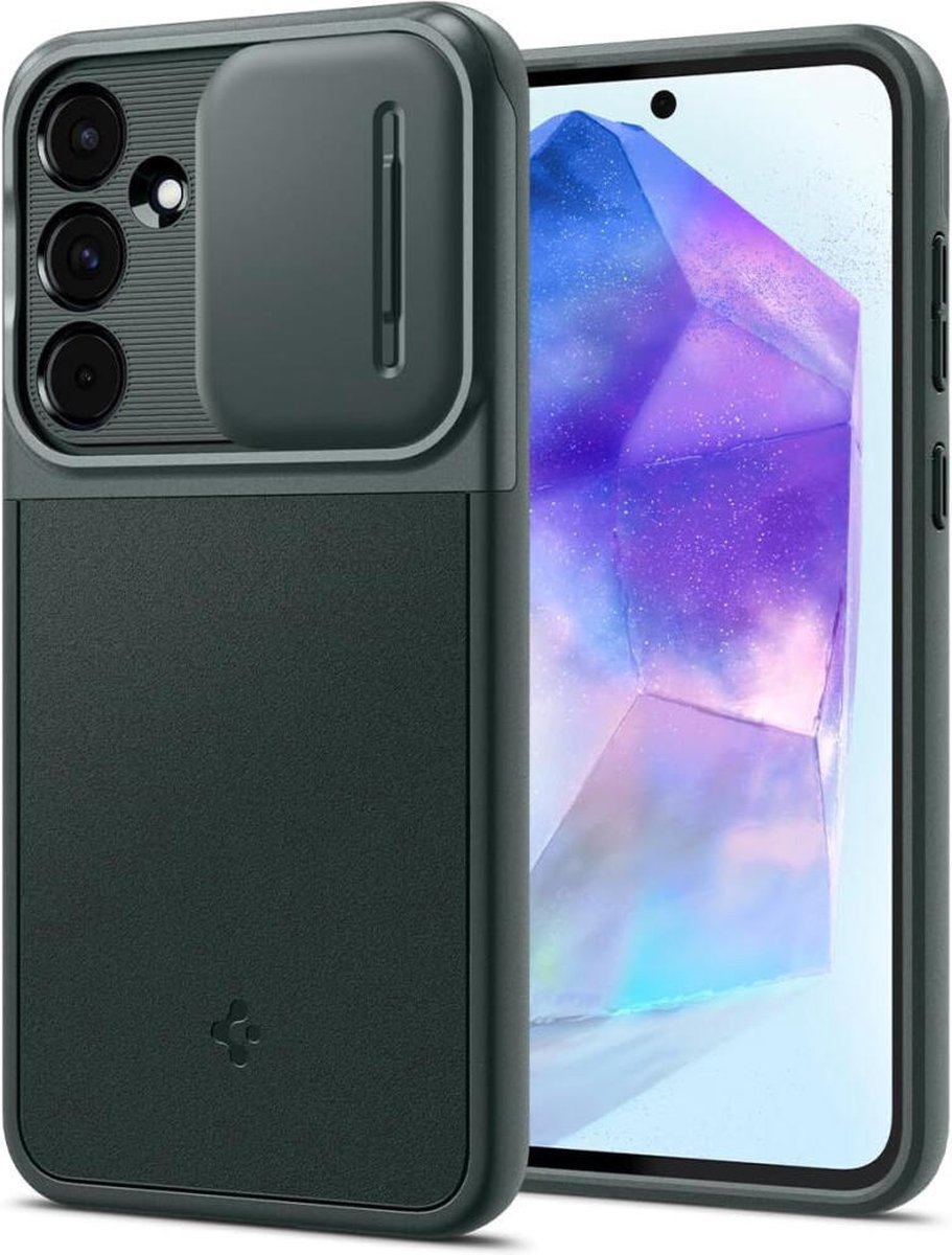 Spigen Optik Armor Samsung Galaxy A55 Hoesje Camera Slider Groen