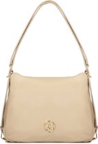 Urban leather handbag in beige color