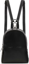 Small black rigid leather backpack