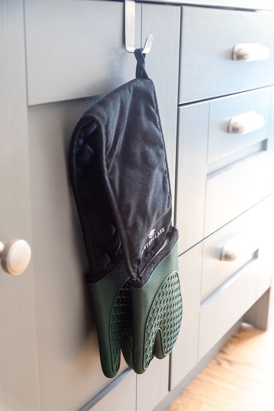 MasterClass Siliconen Ovenwanten, Hittebestendige Handschoenen met Katoenen Vulling, Dubbelzijdige Antislip Handschoenen voor Koken en Bakken, BPA-Vrij, Zwart/Huntergroen MasterClass Siliconen Ovenwanten, Hittebestendige Handschoenen met Katoenen Vulling, Dubbelzijdige Antislip Handschoenen voor Koken en Bakken, BPA-Vrij, Zwart/Huntergroen