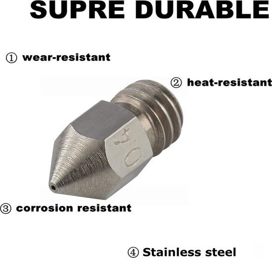 MMOBIEL 10 stuks 0.2mm Messing MK8 3D Printer Nozzles Extruder geschikt voor Creality Ender 3 Series, Ender 5 Series, CR-10/10S, Makerbot, Anet A8 Incl. 3 reinigingsnaalden