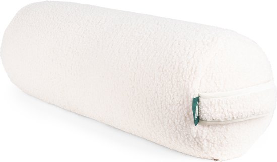 Foto: Mindbaas yoga bolster eco teddy wit dubbel gestikt 60 x 20 cm lengte x diameter yoga kussen