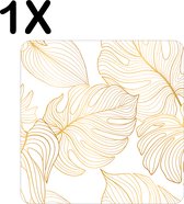 BWK Stevige Placemat - Wit met Gouden Palm Bladeren - Set van 1 Placemats - 40x40 cm - 1 mm dik Polystyreen - Afneembaar