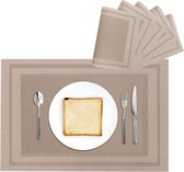 Wasbare placemats, 6 stuks, groene, elegante placemats, ontbijtplank, hittebestendig PVC, keuken, eetkamer (bruin)