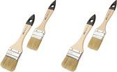 FX Tools Verfkwasten - set 4x stuks - plat - 38 en 50 mm breed - hout - verf en olie basis verf