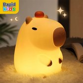 Capibara Nachtlamp | RapidKids | Capybara | Nachtlampje Kinderen & Baby | Siliconen | Lampje Slaapkamer | Knijplampje | Touch lamp