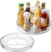 Set van 2 koelkastorganizers, 27 cm + 23,5 cm keukenorganizer, roterende koelkast roterende lade voor keukentafel, voorraadkast, kast of kaptafel