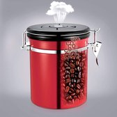 Roestvrijstalen Koffie Bus, 50.7 oz Luchtdichte Voedsel Opslag Containers Keuken Bussen voor Thee Meel Suiker Koffiebonen(Rood)