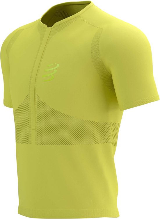 Compressport | Trail Fitted Half Zip | Shirt | Heren | Green Sheen / Safety Yellow | S -