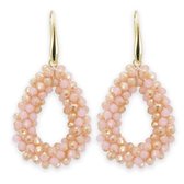 Lajetti - Boucle d'oreille pendante rose avec or - Boucles d'oreilles pour femme - Boucles d'oreilles en perles