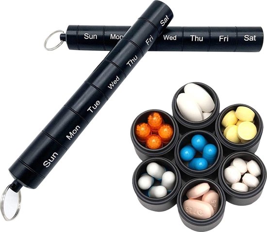 Pillendoos rond voor reizen - Mini Compact Portable 4 Compartiment Pills Case organisator
