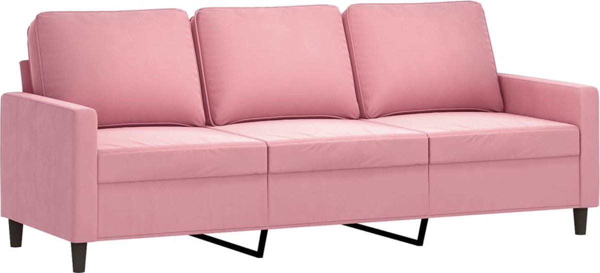 vidaXL Driezitsbank - 180 - cm - fluweel - roze