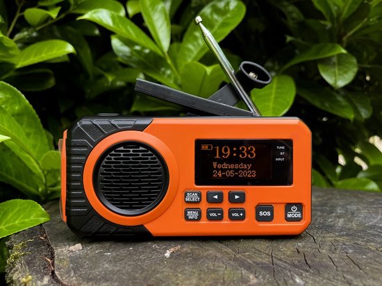 Draagbare NoodRadio -DAB+/ FM - Zonnepaneel - Bluetooth - 5200mAh - Powerbank - Zwengel - Kampeer-Radio - Solar - Merkloos