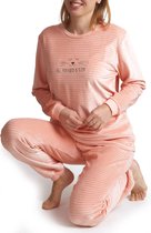 Cocodream dames pyjama velours - All I Need is Sleep - M - Zalm