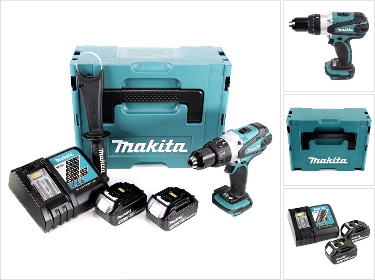 Makita DDF 458 RFJ 18V accuboormachine 91 Nm in Makpac met 2x 3.0 Ah accu en lader