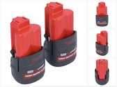 Jeu de batteries Milwaukee 2x M12 HB2.5 haute capacité 12 V 2,5 Ah / 2500 mAh batterie Li-ion (2x 4932480164)