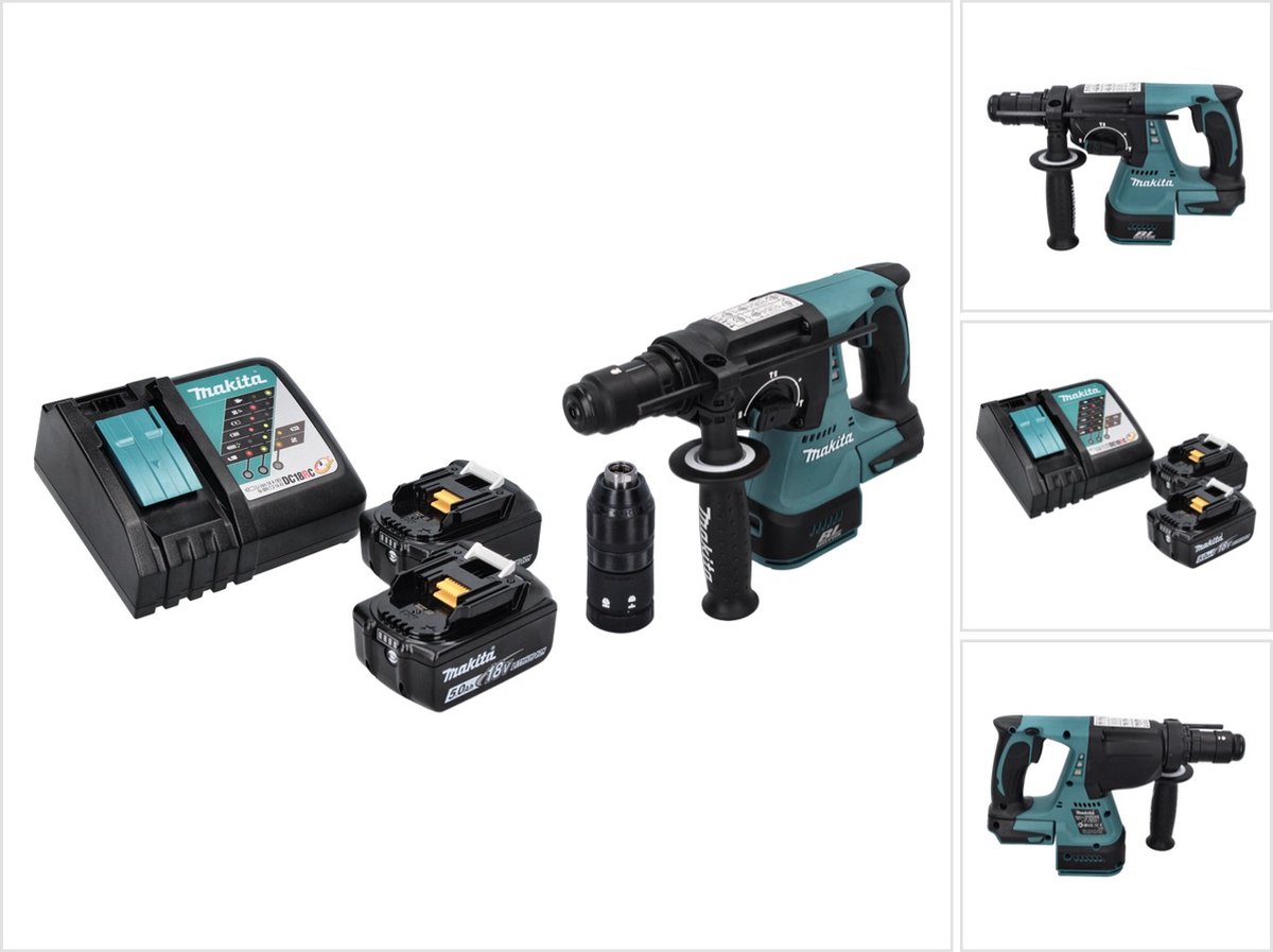 Makita DHR 243 RT accuboormachine 18 V SDS plus Brushless + 2x accu 5,0 Ah + oplader