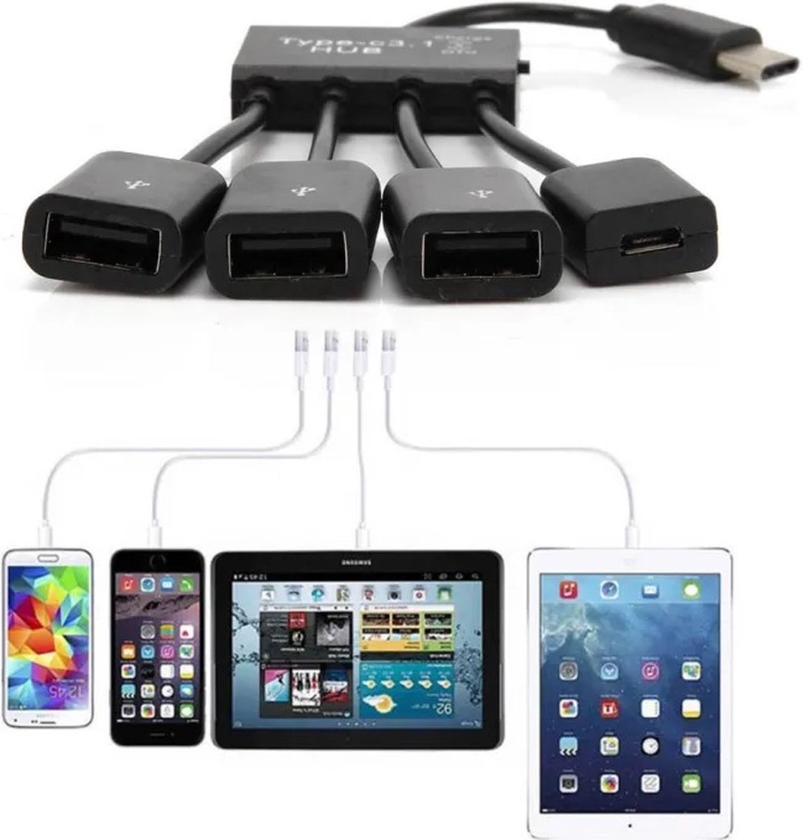 Universele USB Hub - USB Splitter Poort - Adapter - splitter OTG - Kabel - LOUZIR