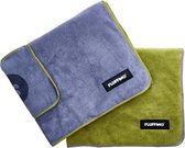 FLUFFINO® Microvezel Hondenhanddoek - 2-pack - 120 x 70 cm - Grijs & Groen