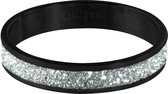Quiges Stacking Ring de remplissage couleur argent Glitter - Femme - Acier inoxydable noir - Taille 20 - Hauteur 4mm