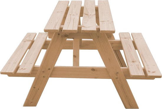 M012-1 kindertafel van hout, tafel en stoel, tuinmeubelen, 81 x 60 x 50 cm, picknicktafel voor buiten of binnen