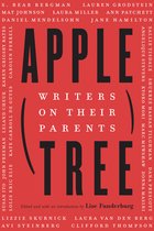 Boek "Apple Tree" met de titel "Writers on their Parents" in zwarte letters op rode achtergrond. Namen van auteurs staan verticaal.