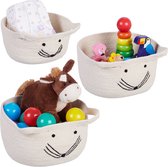 Relaxdays speelgoedmand set van 3 - jute opbergmand muis - stoffen mandjes kinderkamer