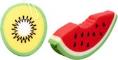 NTB Bad- en Douchespons - Groot - Watermeloen + Kiwi Voordeelset 2 stuks!! - Afmeting: 25 x 10 x 3 cm. en 18 x 15 x 3cm.
