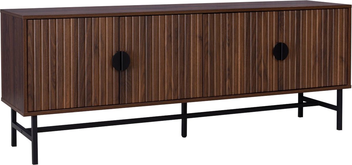 sweeek Tv-meubel, gegroefd houtkleurig decor, bazalt Donker hout
