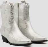 SmileFavorites® Bottes de cow-boy pour femmes avec talon court - Similicuir - Argent - Taille 37