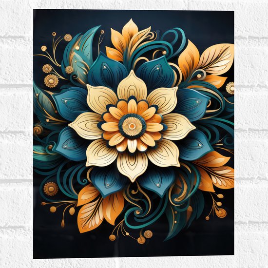 Muursticker - Bloemen - Mandala - Kleuren - 30x40 cm Foto op Muursticker